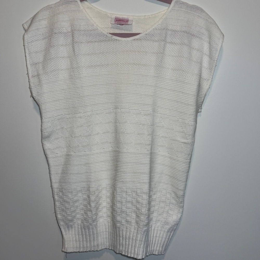 Vintage 70s Arielle Shortsleeve Cotton Open-knit Sweater